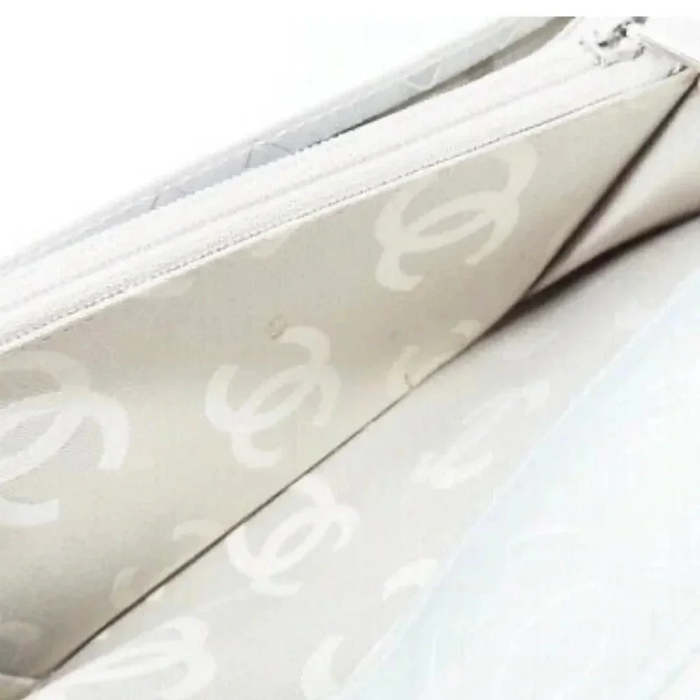 Chanel Quilted Calfskin Black Cambon Line Silver Leather Long Wallet
